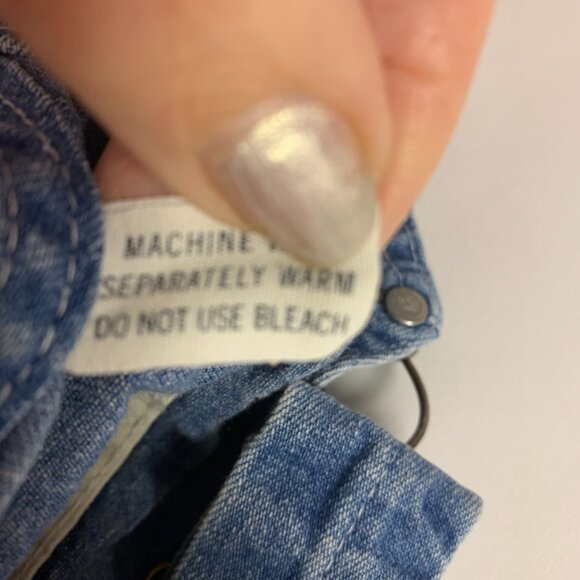 Oshkosh B'gosh Denim Blue Overall Dress Vintage Appliqued Apple & Worm Rare - Picture 5 of 8